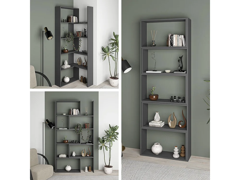 Libreria estensibile angolare Wish 72x22x200h colore antracite