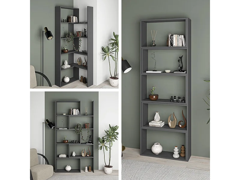 Libreria estensibile angolare Wish 72x22x200h colore antracite