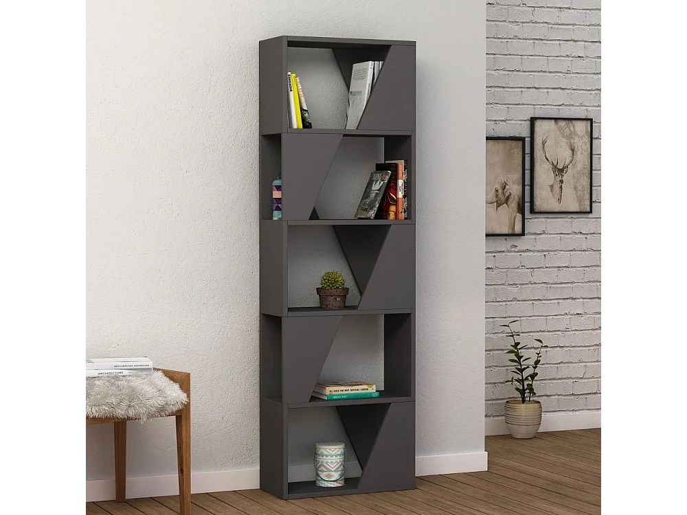 Libreria 5 ripiani Frame 54x168 colore antracite