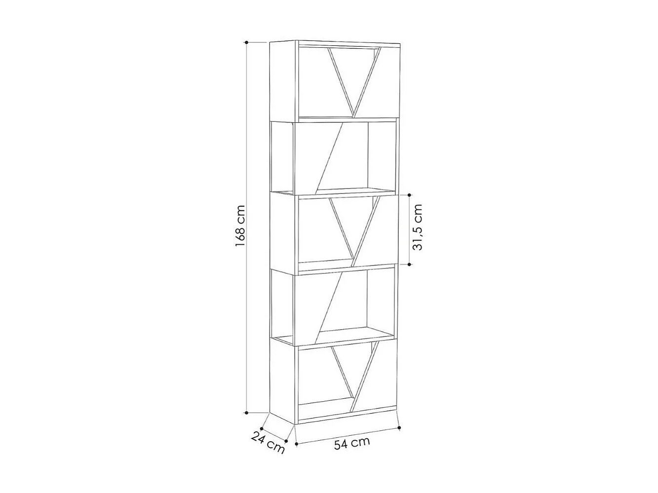 Libreria 5 ripiani Frame 54x168 colore antracite
