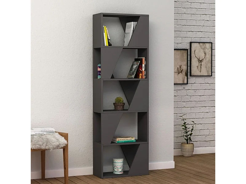 Libreria 5 ripiani Frame 54x168 colore antracite