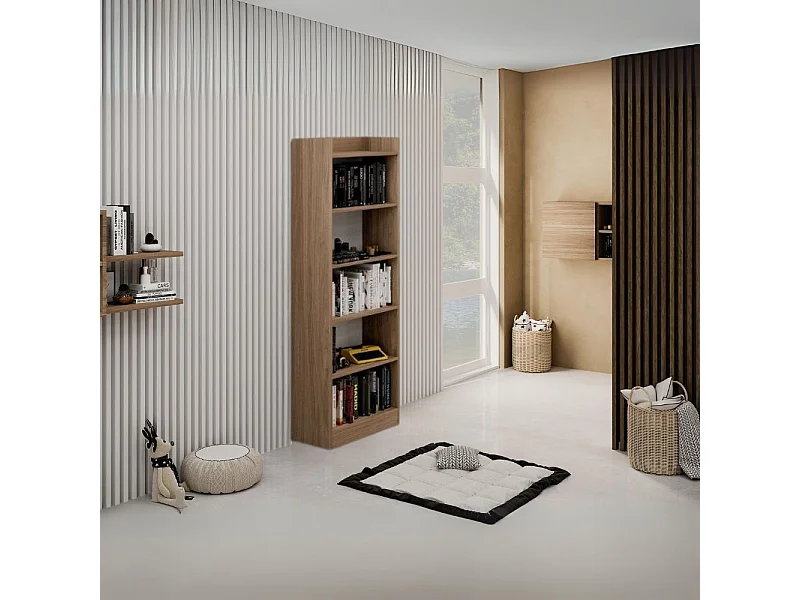 Libreria 5 ripiani Alessia colore noce naturale