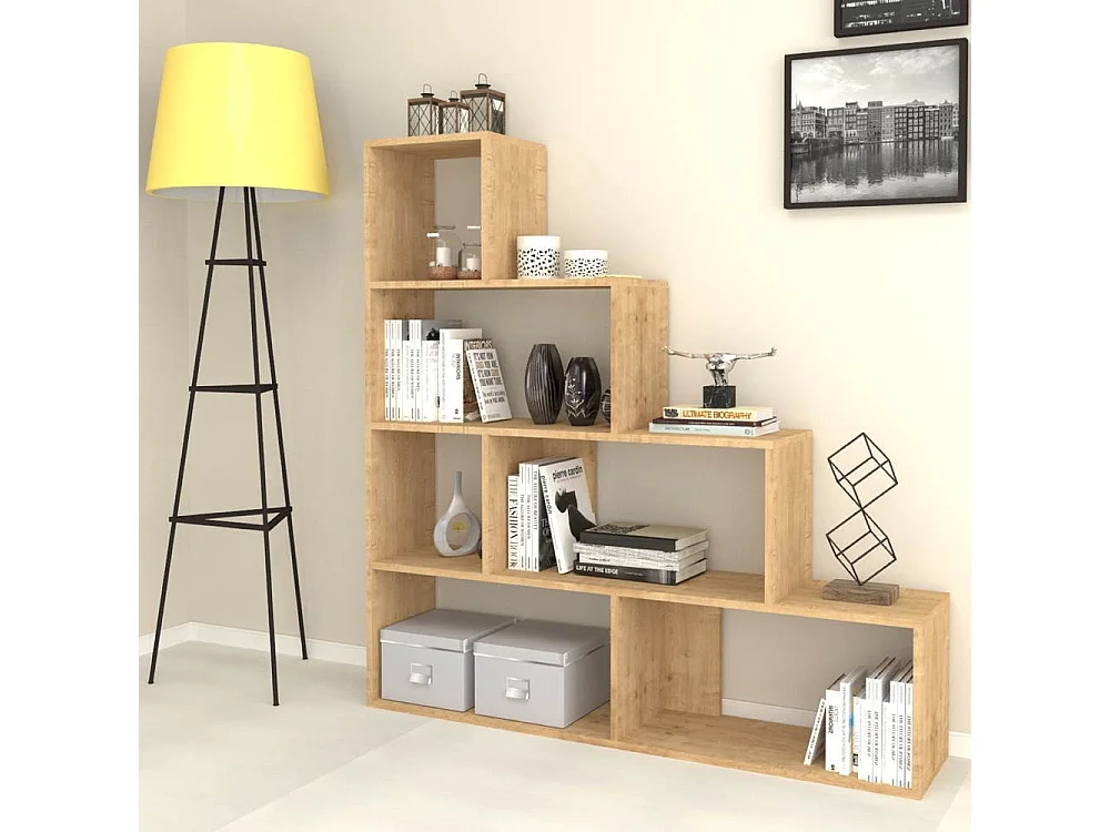 Libreria a scala Alis 145x145 cm. colore rovere