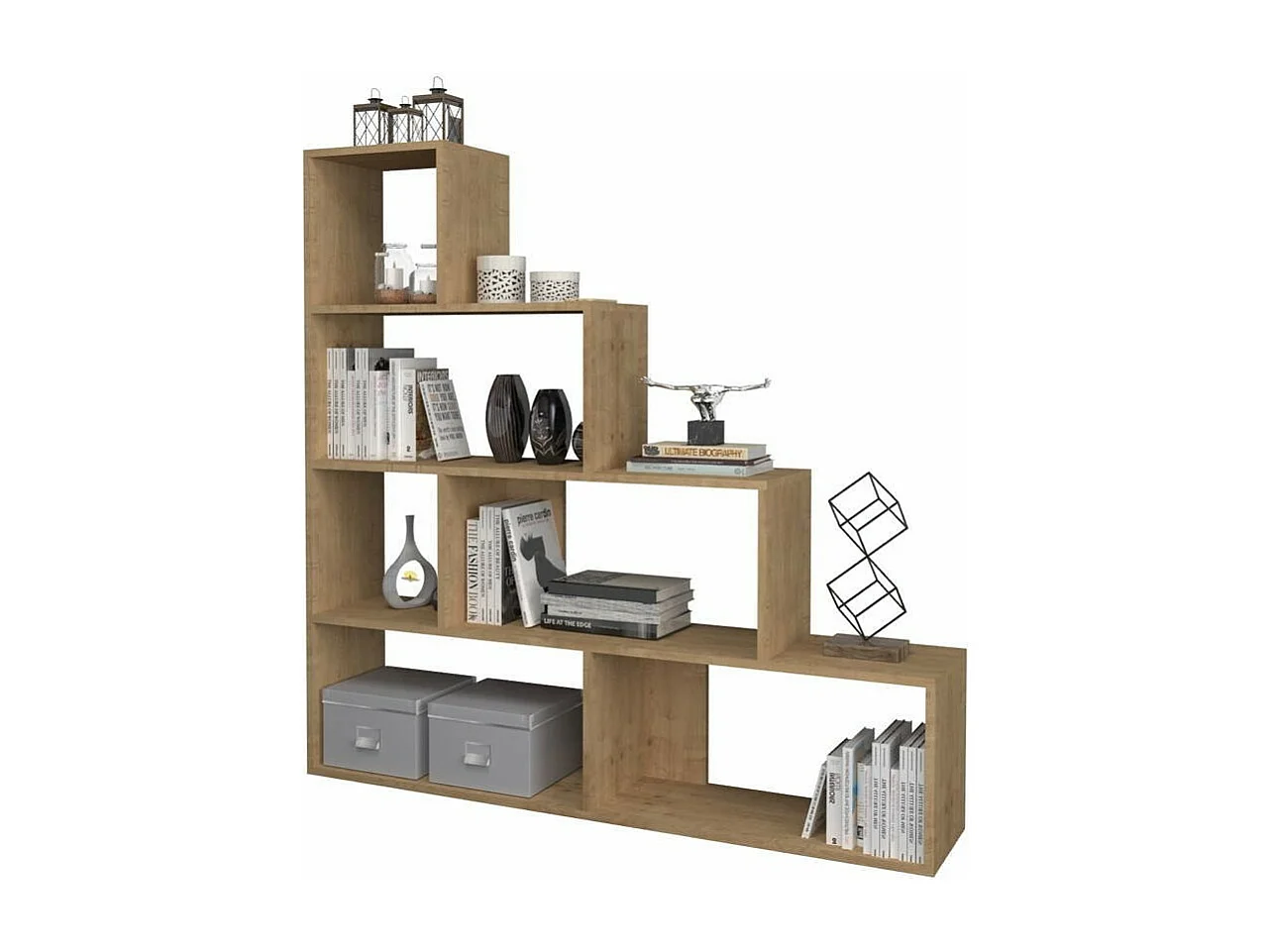 Libreria a scala Alis 145x145 cm. colore rovere