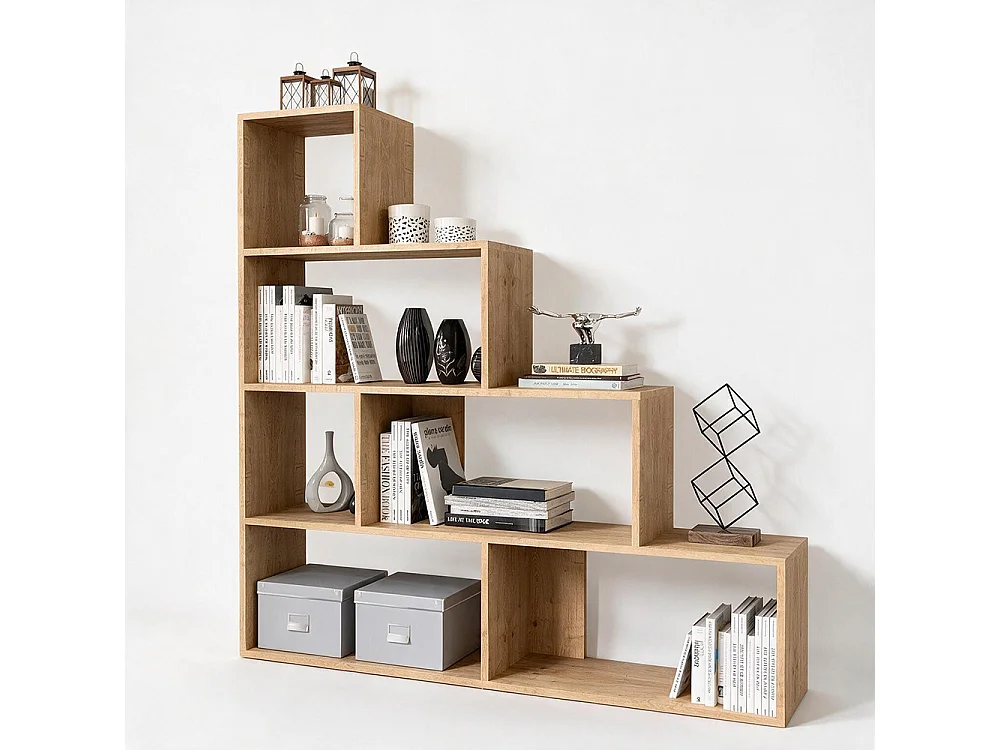 Libreria a scala Alis 145x145 cm. colore rovere