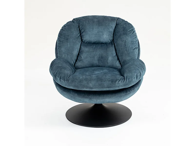 Fauteuil pivotant en velours bleu gris TOPI