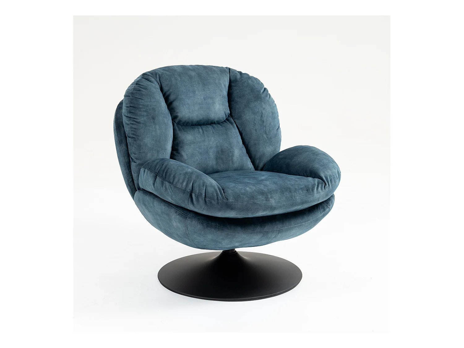 Fauteuil pivotant en velours bleu gris TOPI