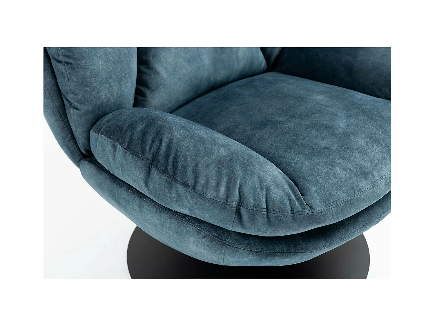 Fauteuil pivotant en velours bleu gris TOPI