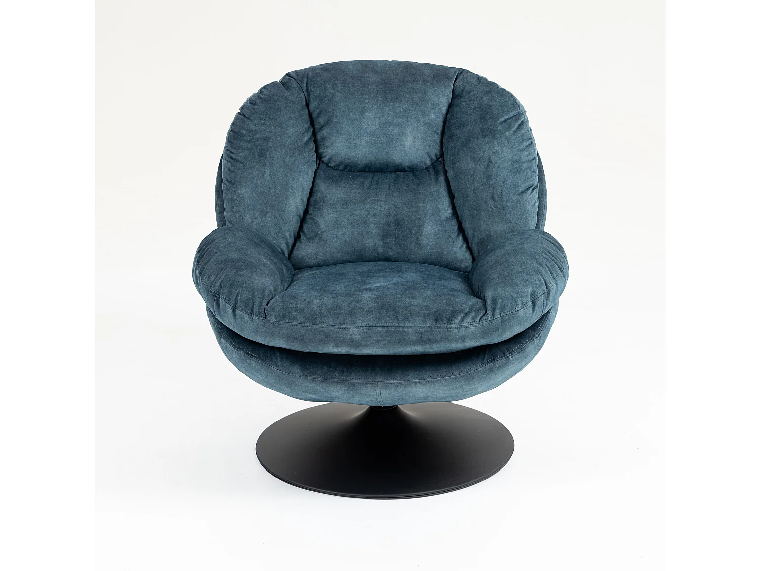 Fauteuil pivotant en velours bleu gris TOPI