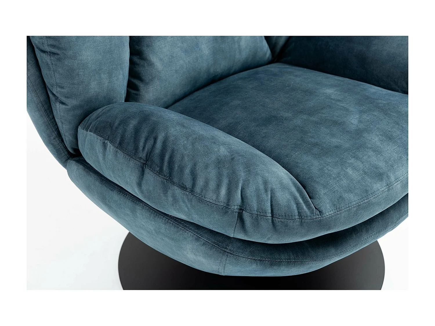 Fauteuil pivotant en velours bleu gris TOPI