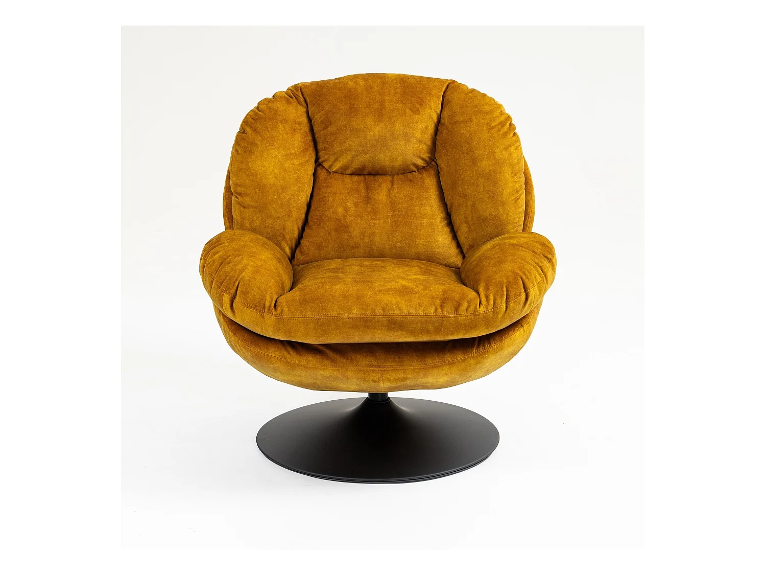 Fauteuil pivotant en velours ocre TOPI