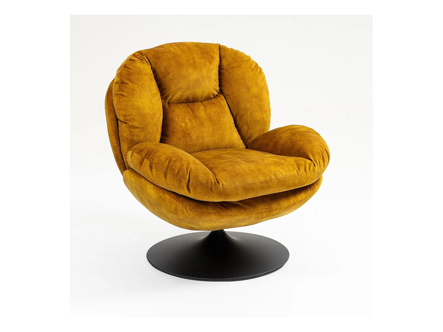 Fauteuil pivotant en velours ocre TOPI