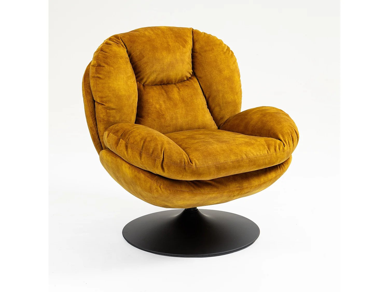 Fauteuil pivotant en velours ocre TOPI