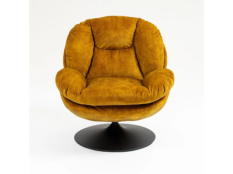 Fauteuil pivotant en velours ocre TOPI