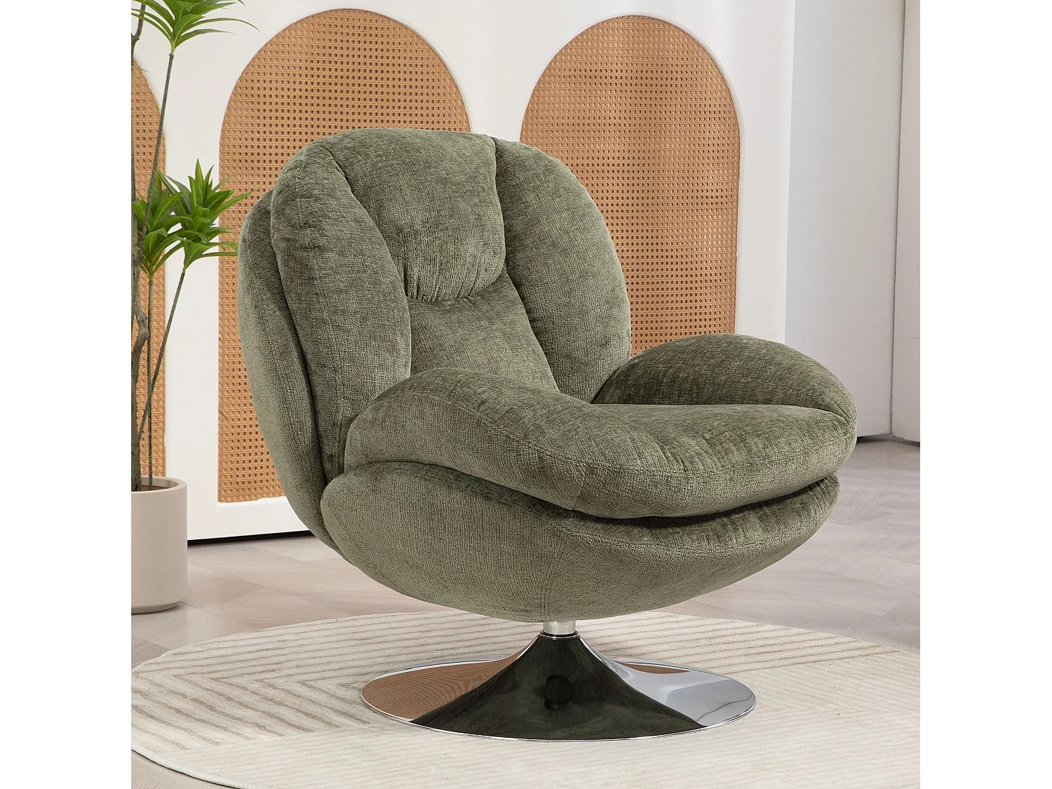 Fauteuil pivotant kaki TOPI