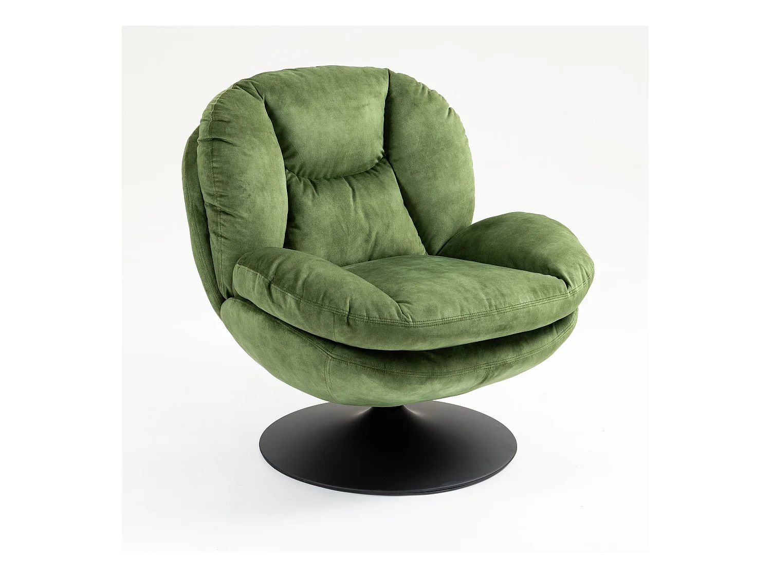 Fauteuil pivotant en velours vert TOPI