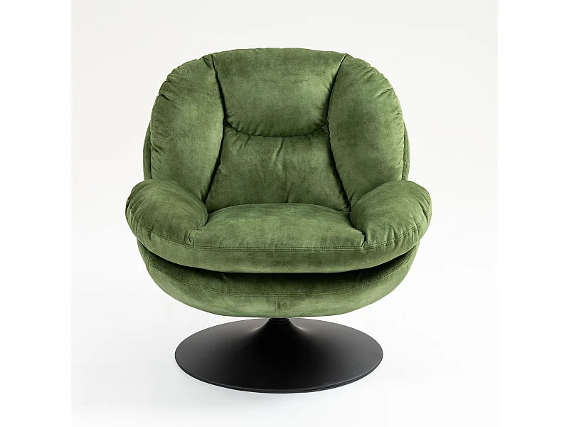 Fauteuil pivotant en velours vert TOPI