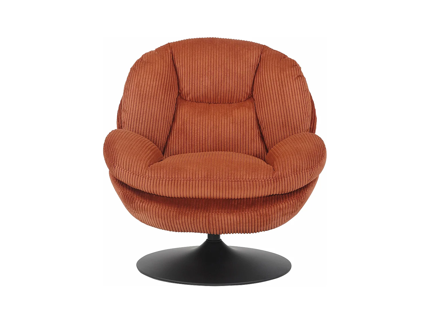 Fauteuil pivotant velours côtelé terracotta