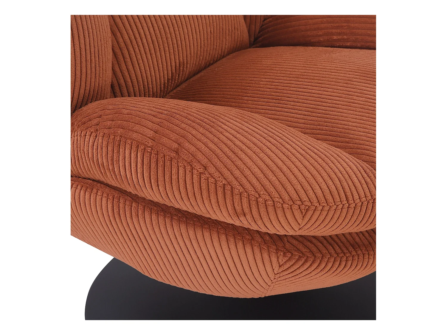 Fauteuil pivotant velours côtelé terracotta