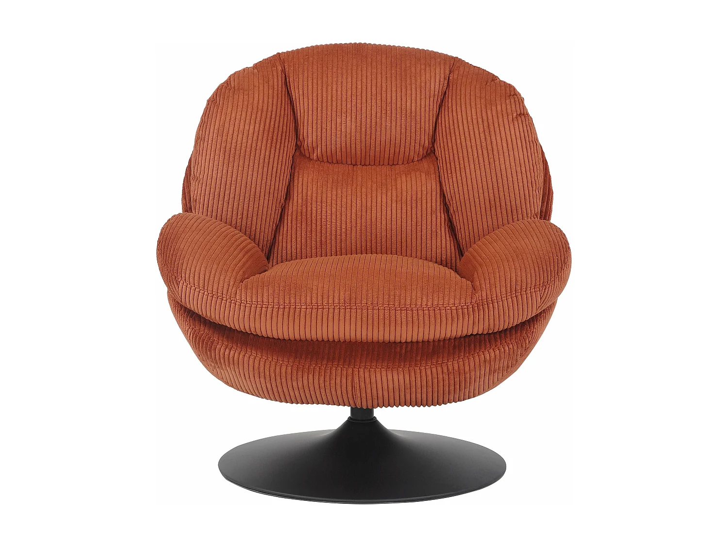 Fauteuil pivotant velours côtelé terracotta