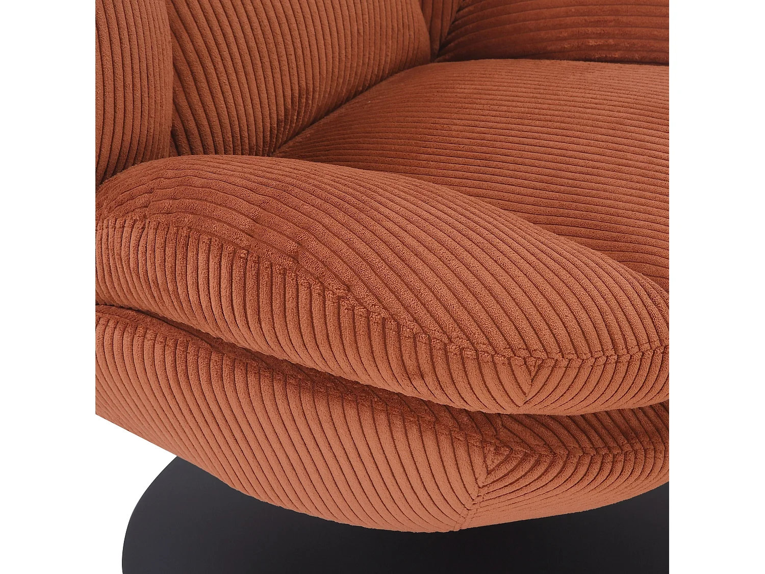 Fauteuil pivotant velours côtelé terracotta