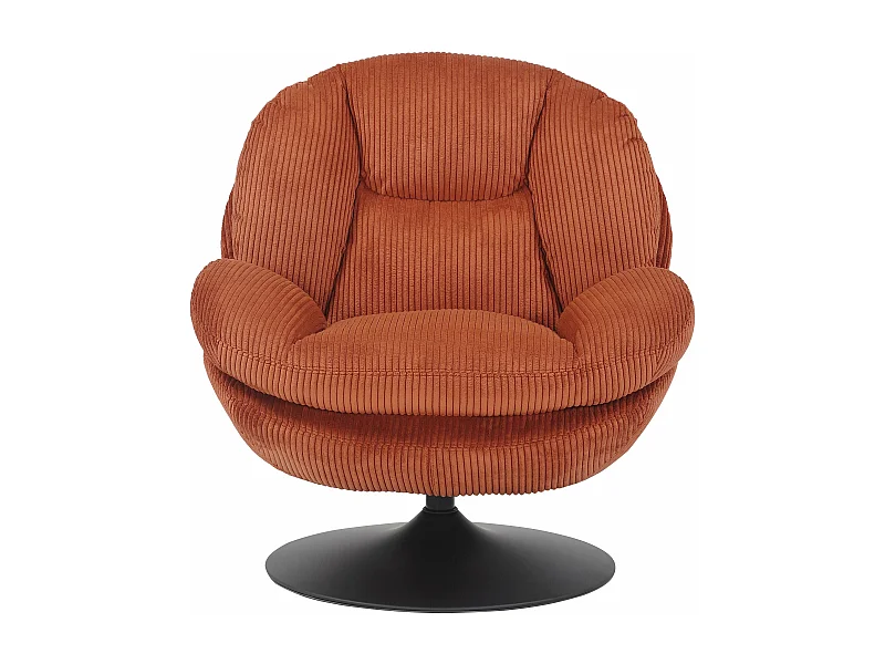 Fauteuil pivotant velours côtelé terracotta