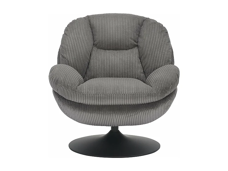 Fauteuil pivotant velours côtelé gris