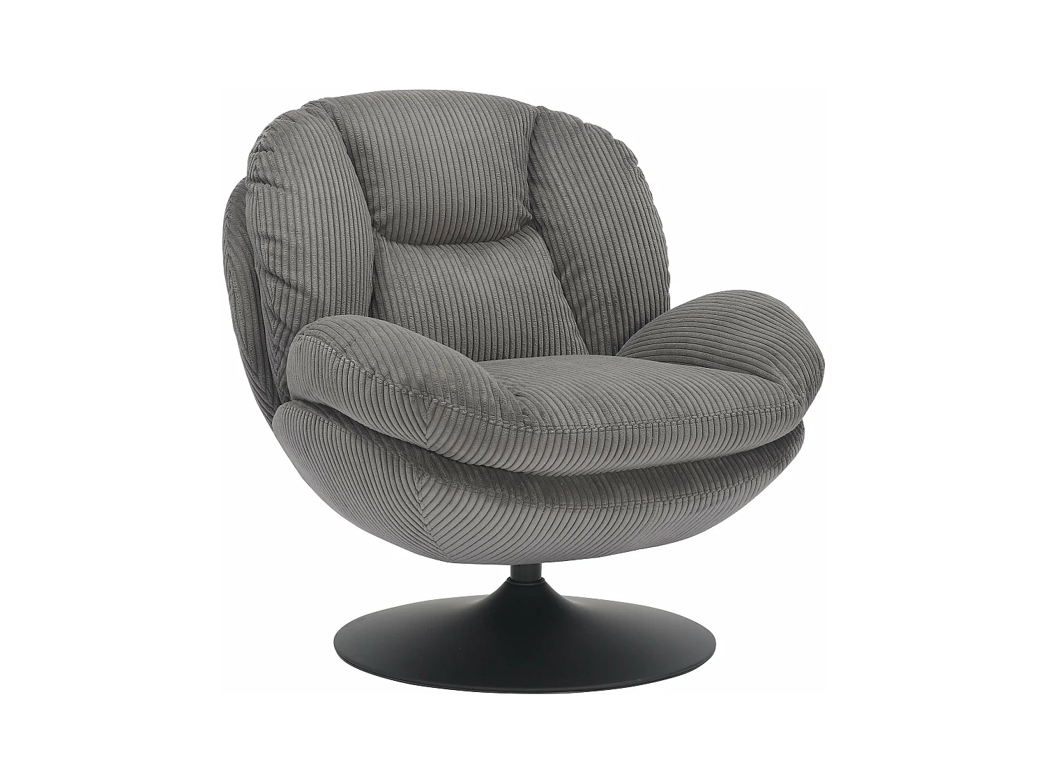Fauteuil pivotant velours côtelé gris