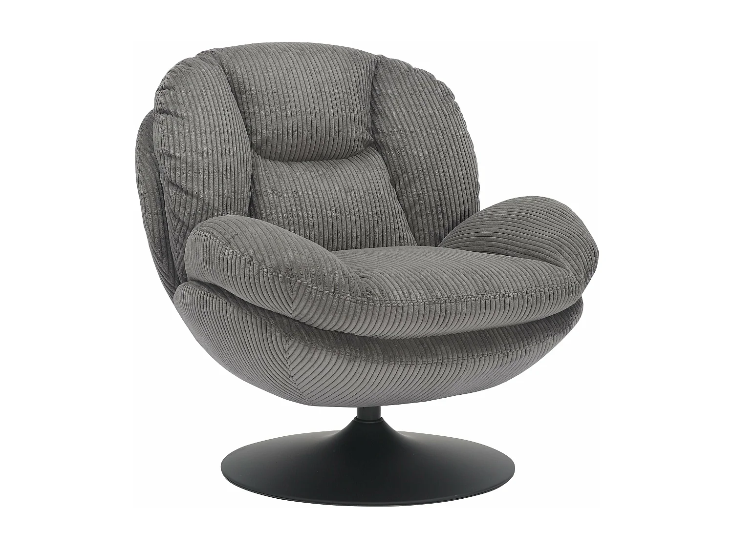 Fauteuil pivotant velours côtelé gris