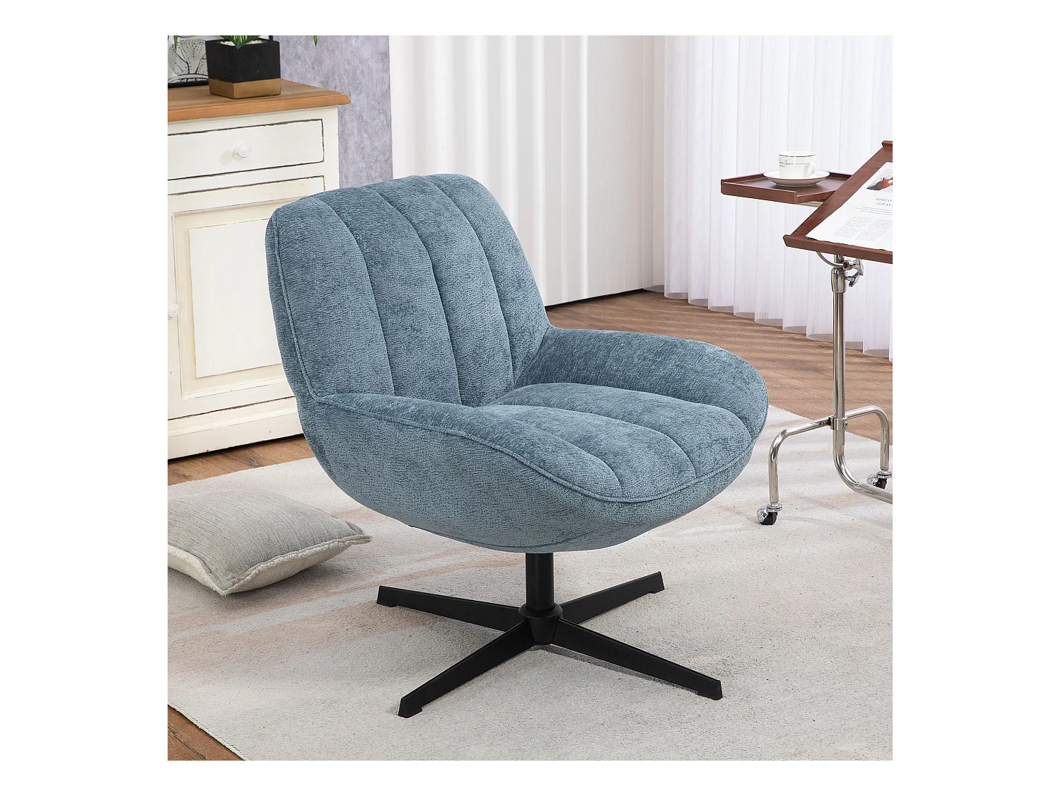Fauteuil pivotant bleu RENA