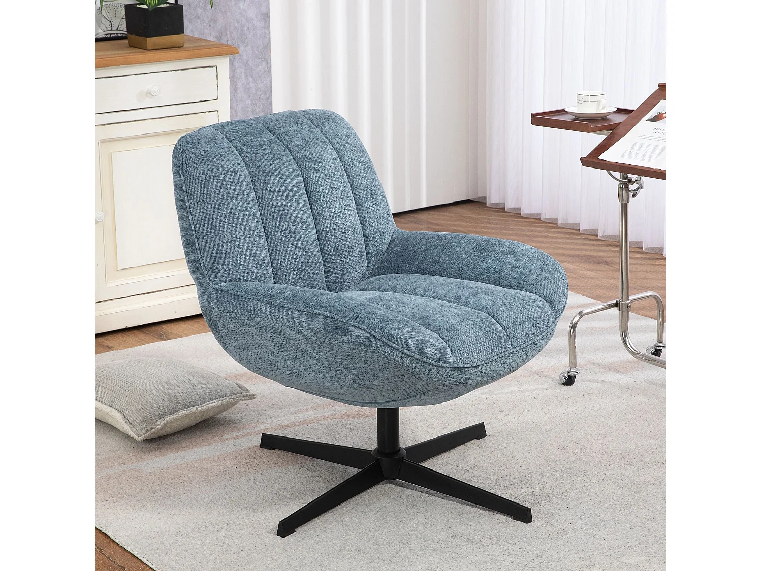 Fauteuil pivotant bleu RENA