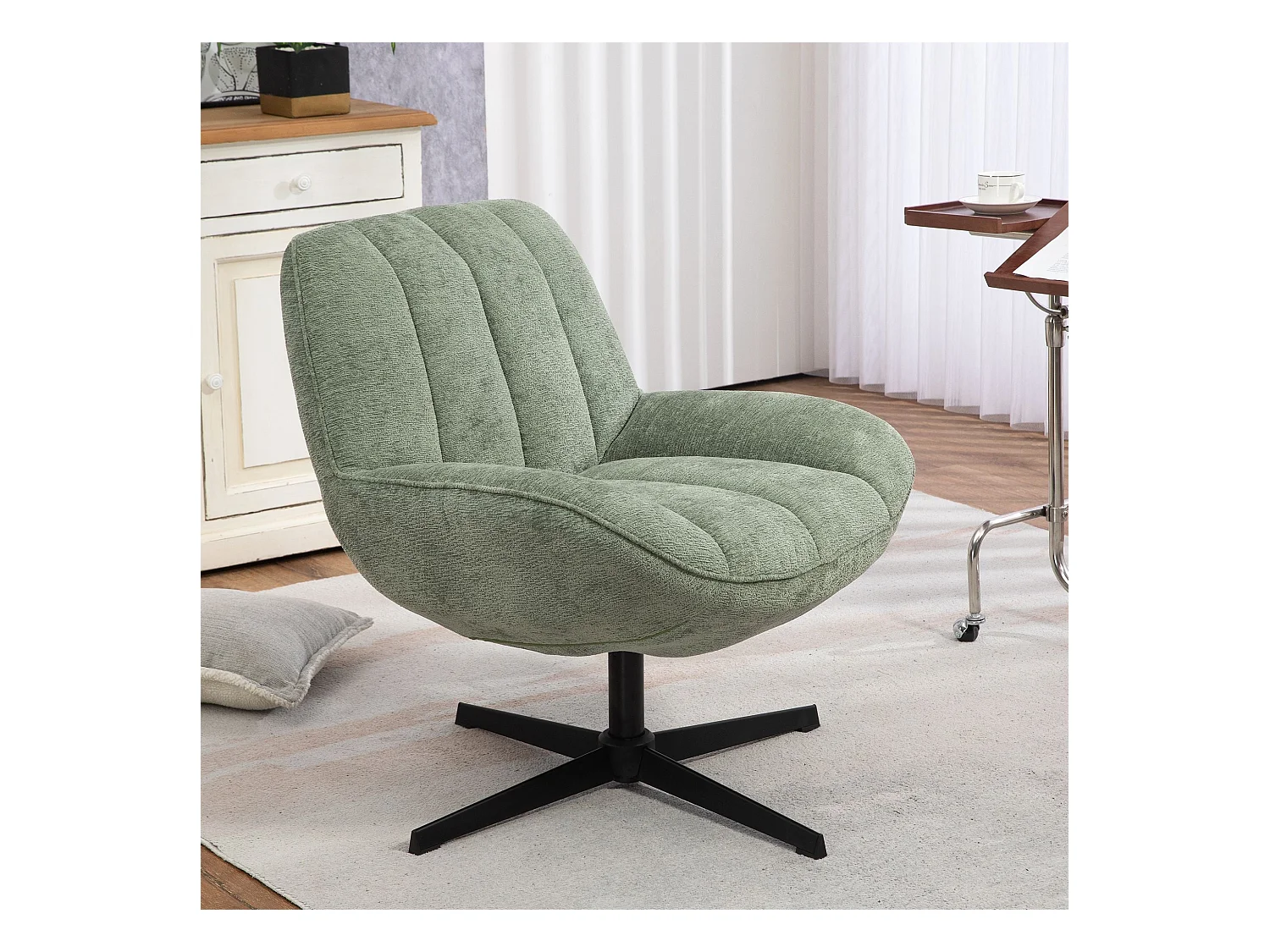 Fauteuil pivotant vert RENA