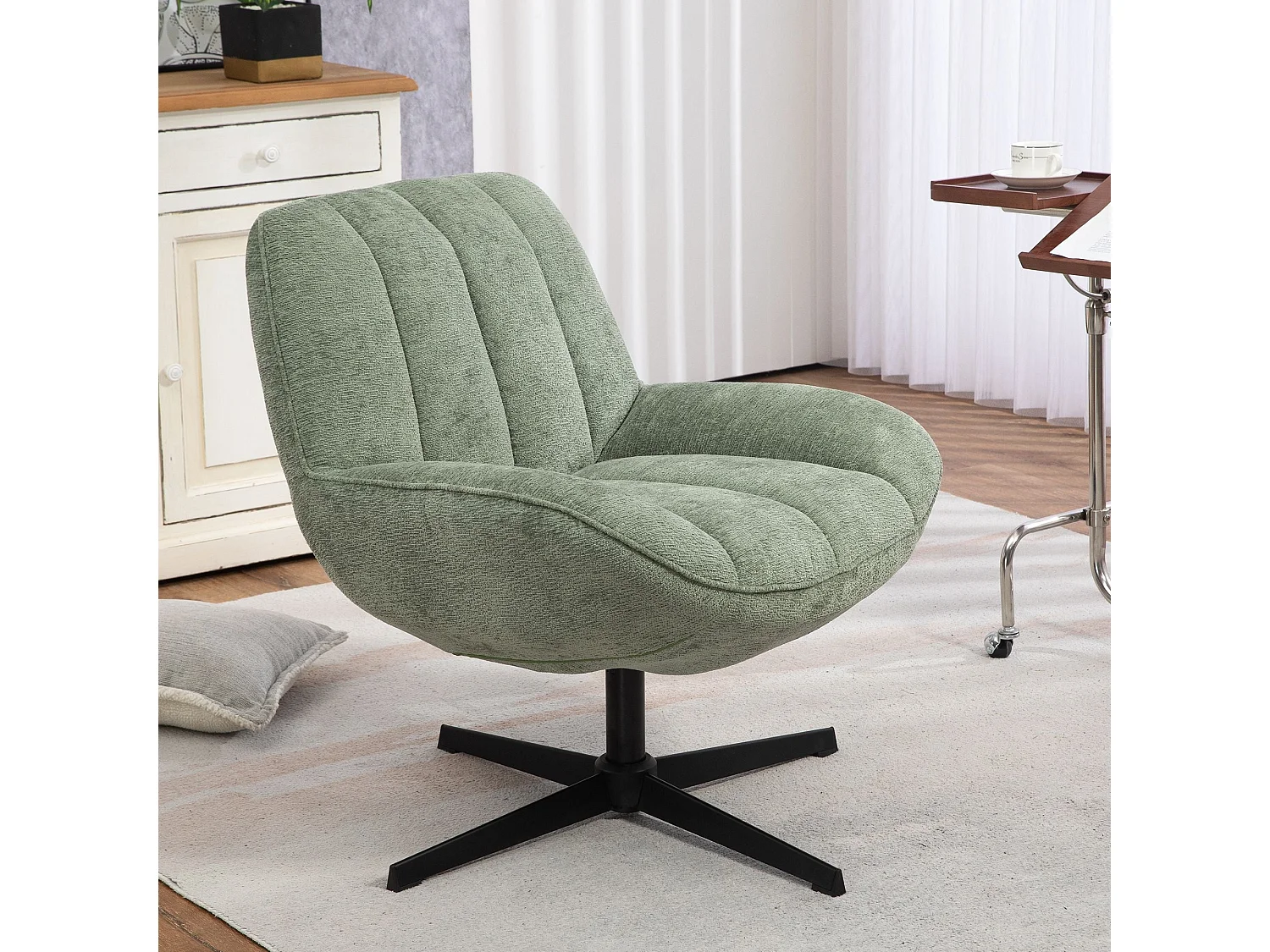 Fauteuil pivotant vert RENA