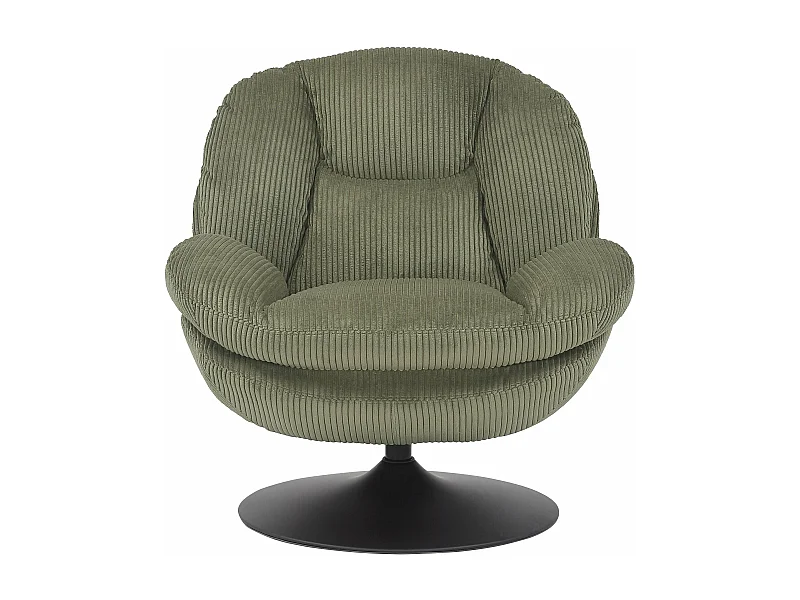 Fauteuil pivotant velours côtelé vert