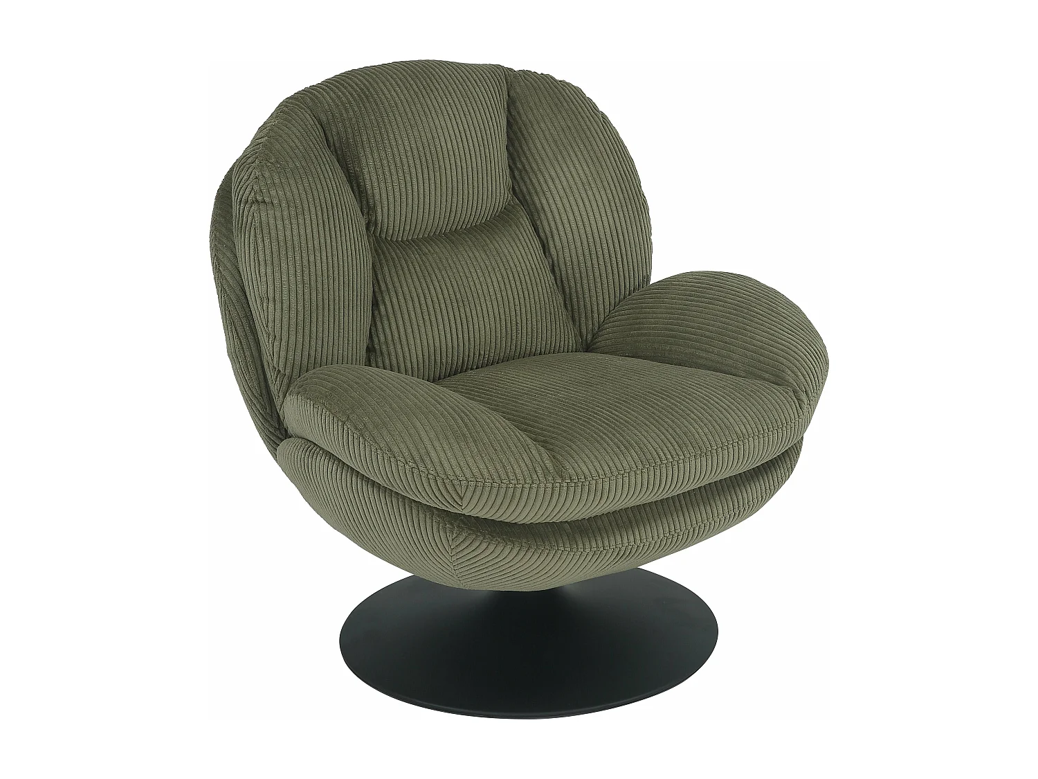 Fauteuil pivotant velours côtelé vert