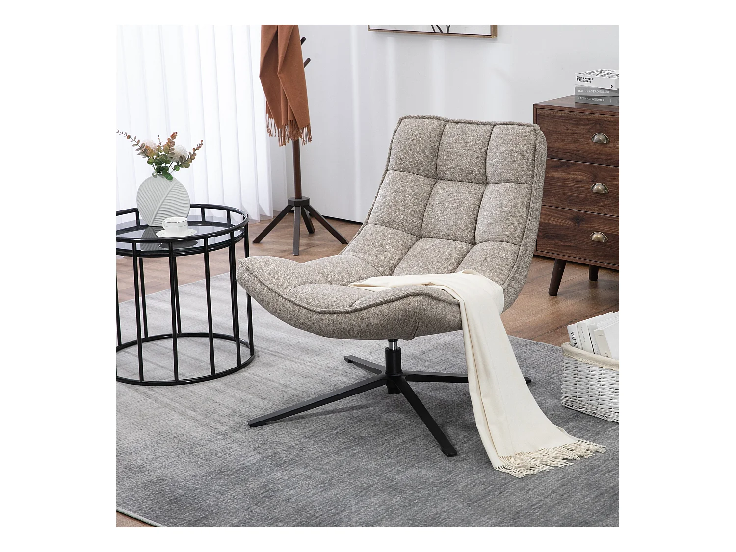 Fauteuil pivotant tissu sable IVAR