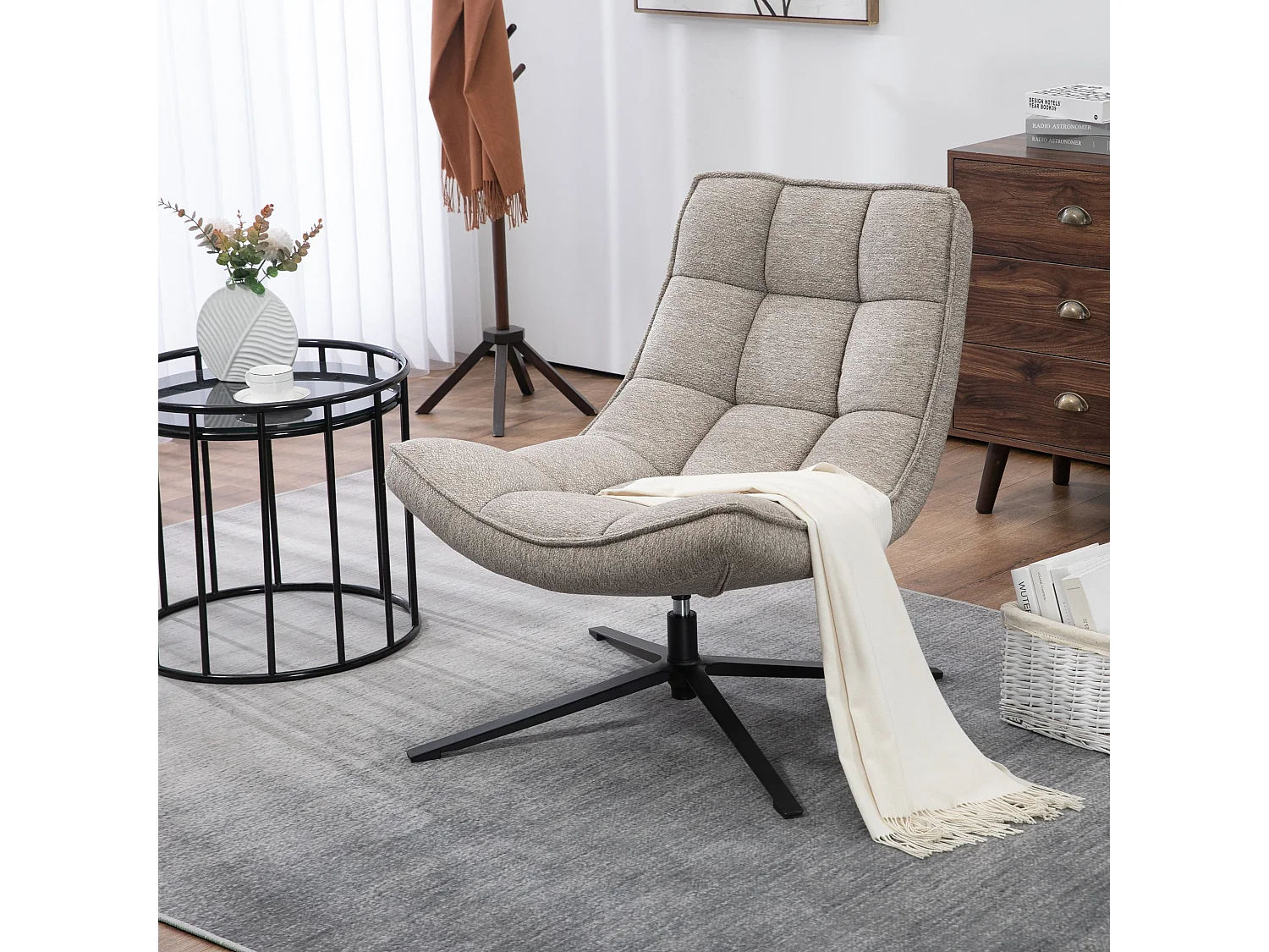 Fauteuil pivotant tissu sable IVAR