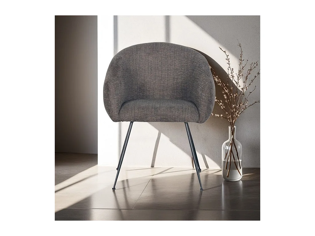 Fauteuil en tissu marron et ambre VADIM