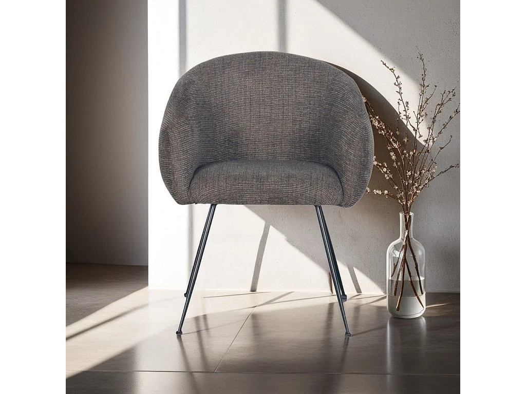 Fauteuil en tissu marron et ambre VADIM