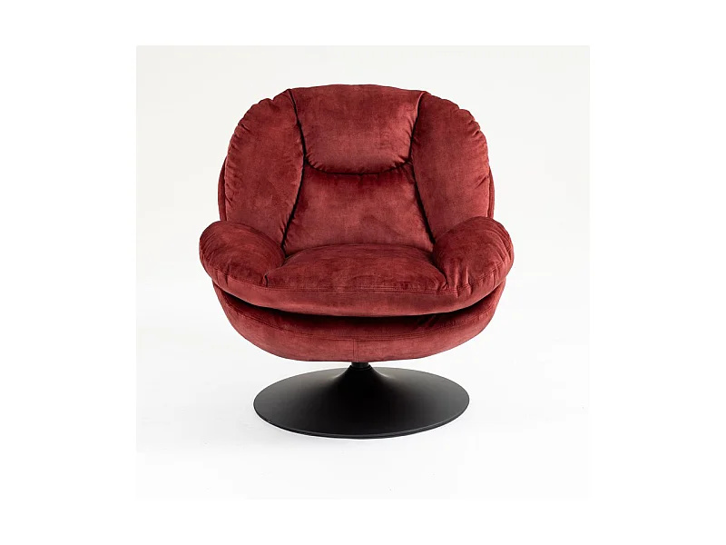Fauteuil pivotant en velours bordeaux TOPI