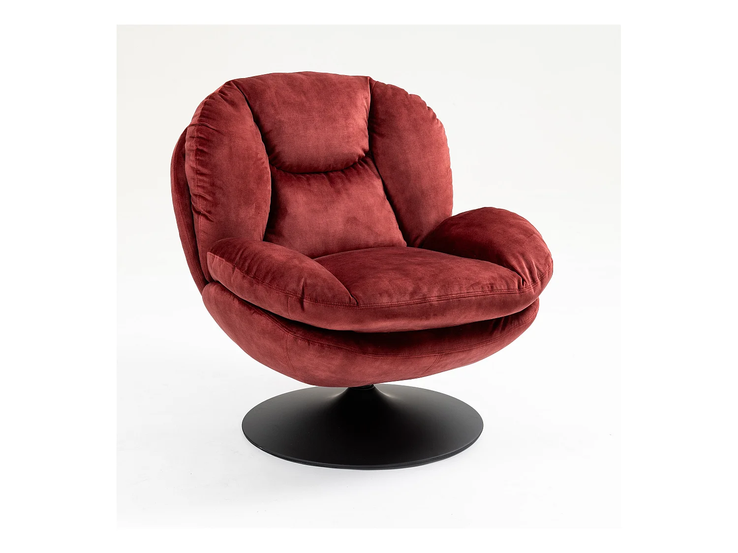 Fauteuil pivotant en velours bordeaux TOPI