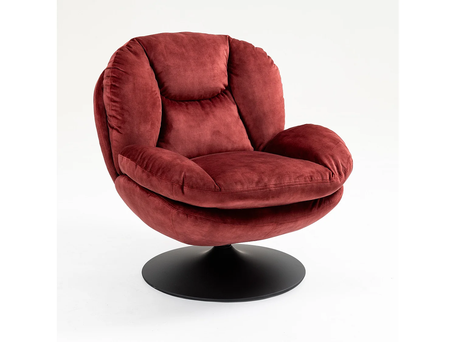 Fauteuil pivotant en velours bordeaux TOPI