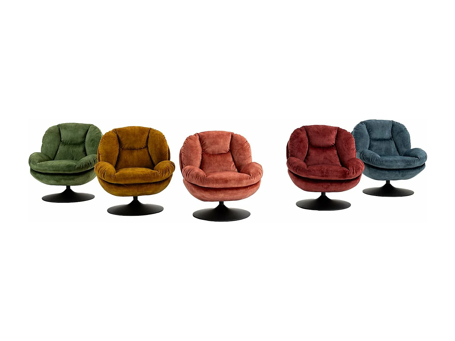 Fauteuil pivotant en velours bordeaux TOPI