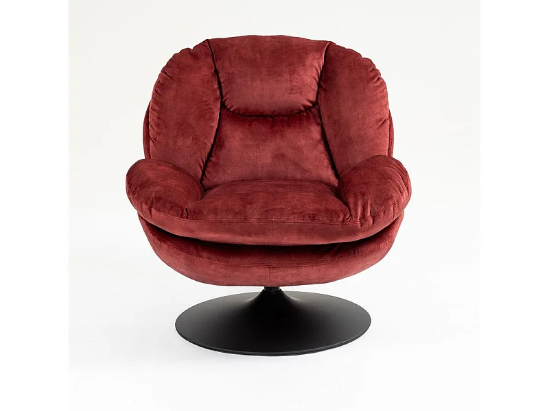 Fauteuil pivotant en velours bordeaux TOPI