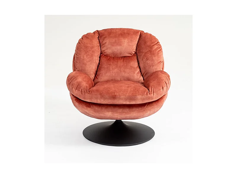 Fauteuil pivotant en velours rose TOPI