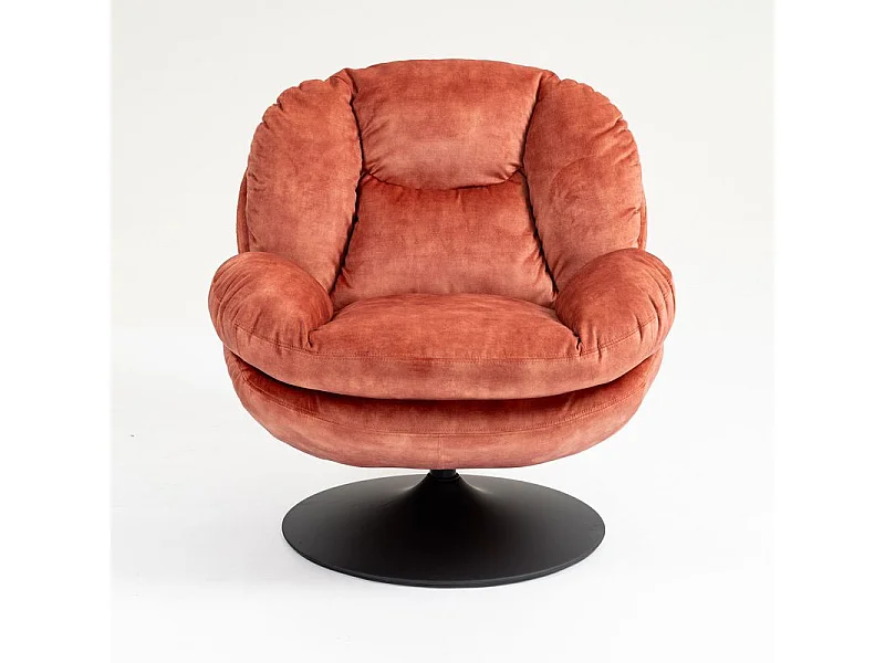 Fauteuil pivotant en velours rose TOPI