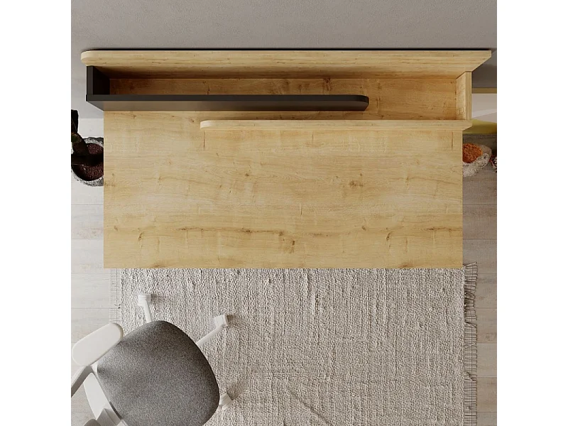 Scrivania rovere con dettagli antracite e gambe nere Leila 110x60x101