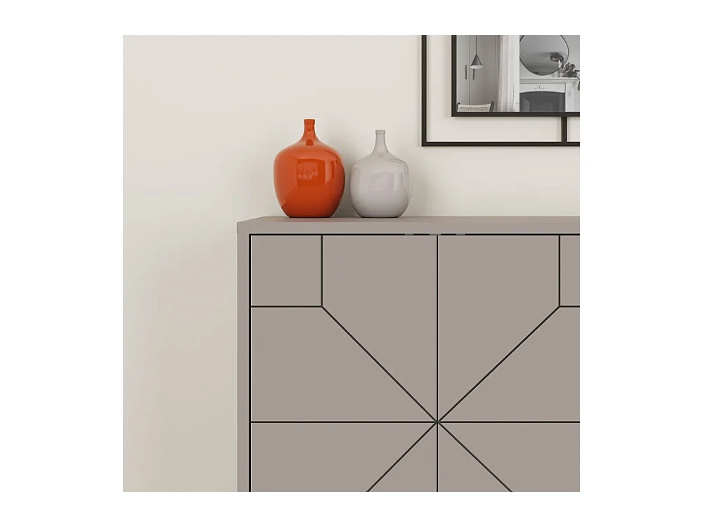 Madia 4 ante con disegno geometrico Dune 123x35x77,4 colore tortora