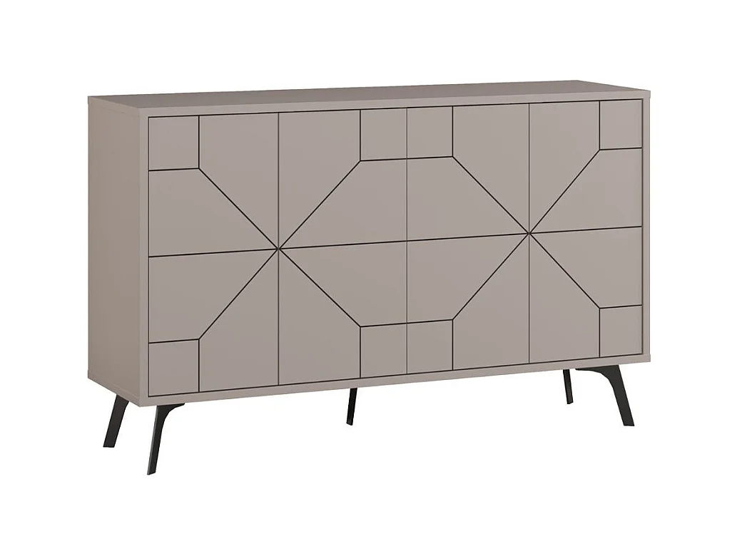 Madia 4 ante con disegno geometrico Dune 123x35x77,4 colore tortora