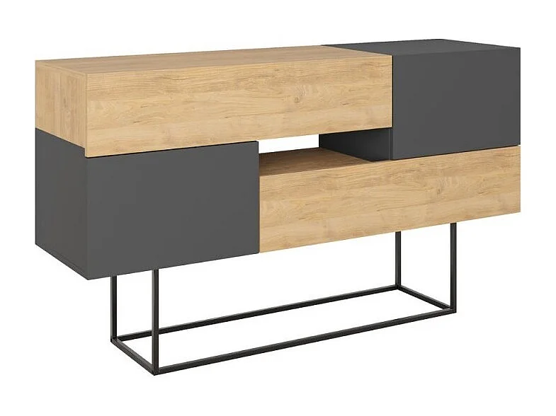 Madia rovere e antracite 2 ante e 2 cassetti Eros 145x40x82h